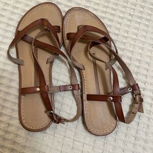 Brown Leather Strappy Sandals